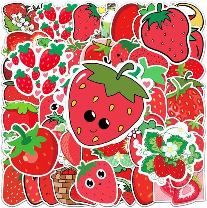 Allecto - Aardbeienstickers - Pack van 100 - Waterdichte