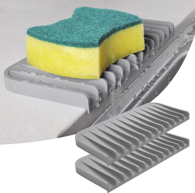 Siliconen spons houder voor aanrecht - Waterdichte zeepbak en multifunctionele caddy organizer