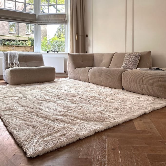 Hoogpolig vloerkleed Odelia beige/wit - Interieur05 - 160 x 230 cm - (M)