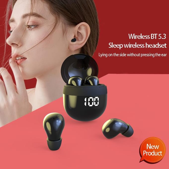 Onzichtbare draadloze slaaphoofdtelefoon Bluetooth 5.3 oortelefoon met microfoon Ruisonderdrukking oordopjes TWS mini-headset voor smartphone