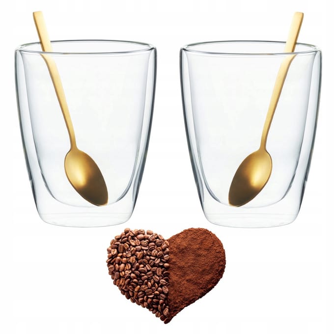 Thermosglazen 375ml met Dubbele Bodem - Set van 2