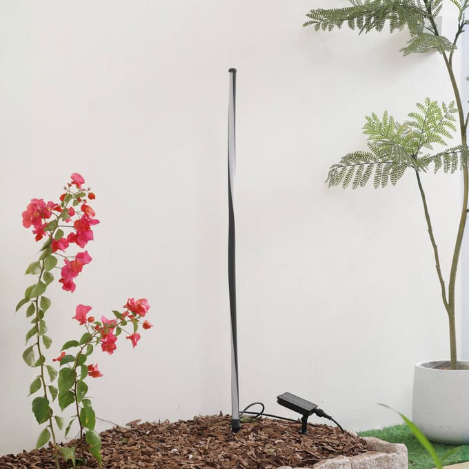 Lindby - Sfeerverlichting buiten - 1licht - Aluminium - H: 99 cm - zwart - Inclusief lichtbron