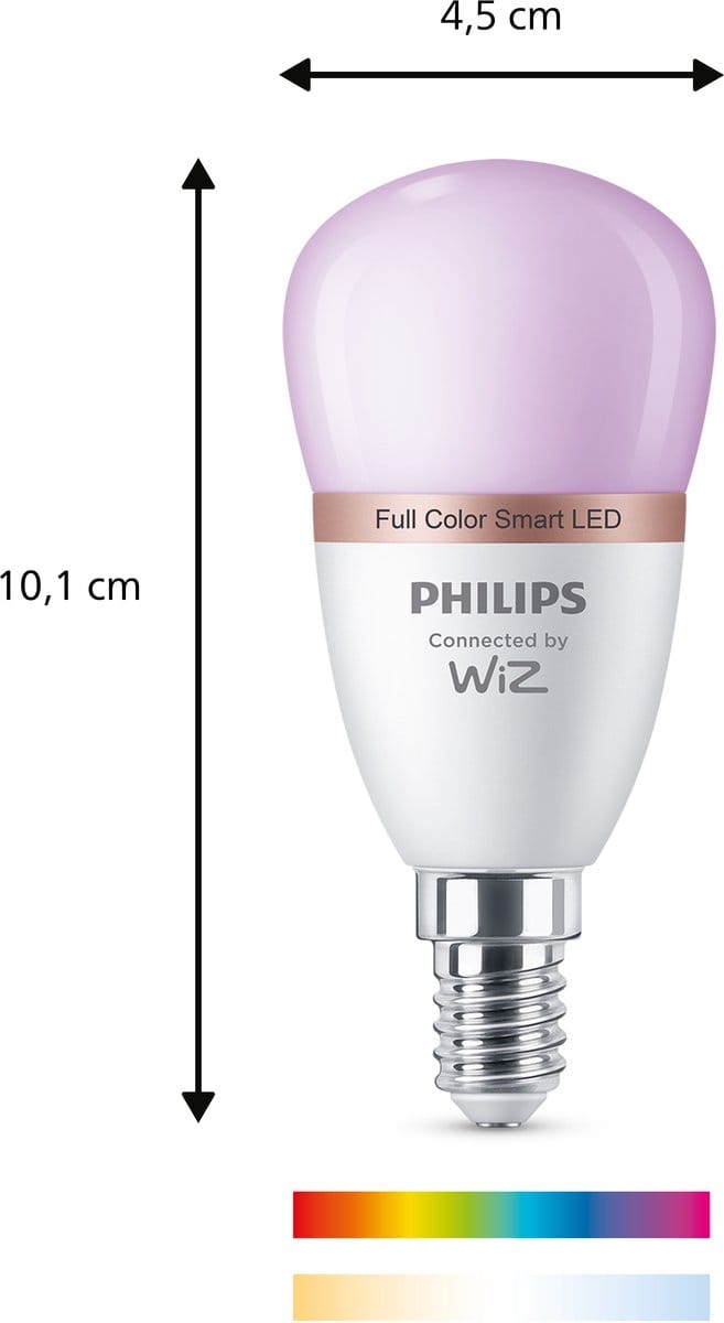 Philips Smart Lighting - LED-lamp - E14 fitting - RGB - Gekleurd en instelbaar wit licht - Dimbaar - 40W - Kogellamp: P45 - Wifi