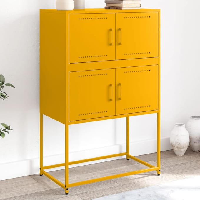 vidaXL - Dressoir - 68,5x38,5x107 - cm - staal - mosterdgeel