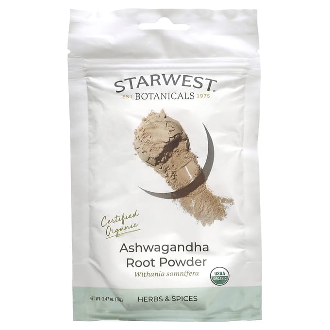 Starwest Botanicals, Poudre de Racine d'Ashwagandha Bio, 2,47 oz (70 g)