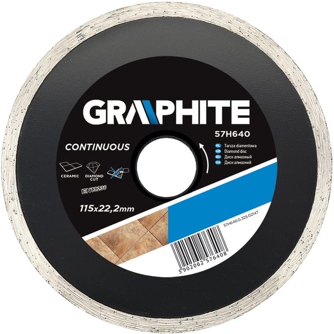 Grupa Topex GRAPHITE - Diamantschijf - 115 mm - Continu Segment - Voor Zware Bouwtaken