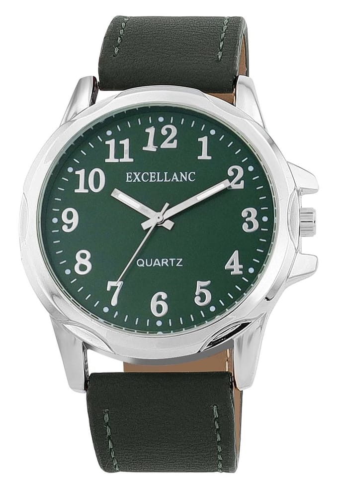 EXCELLANC Herenhorloge lederimitatie Mineralglas