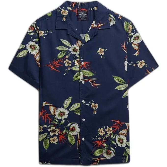 Superdry Hawaiian Print Overhemd Met Korte Mouwen Blauw L Man