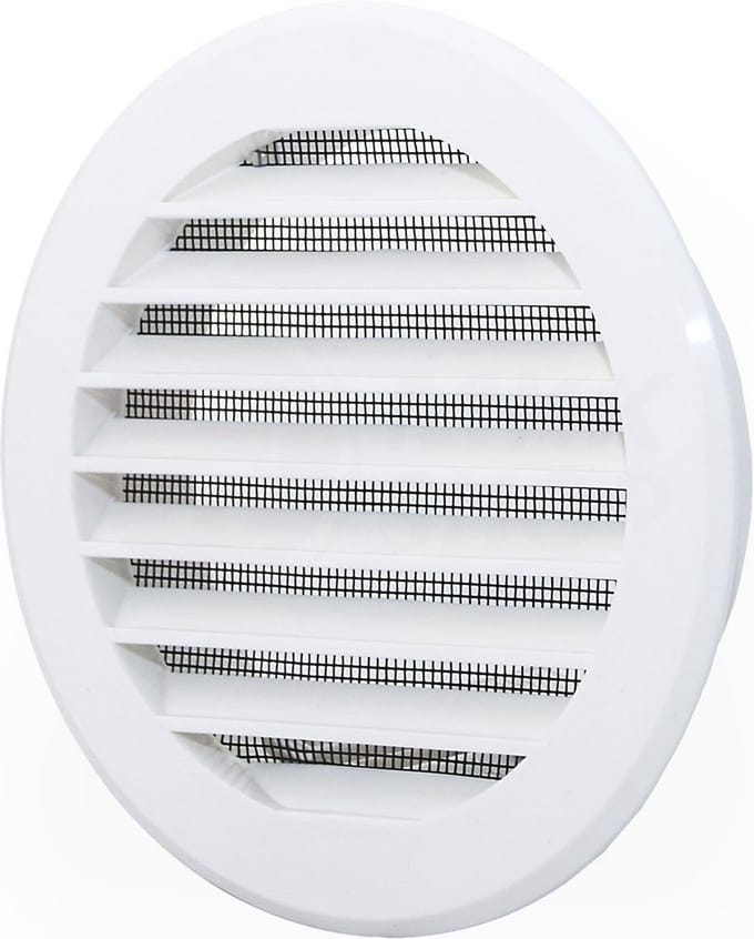 Rond Ventilatie Rooster Afsluitbaar met Insectennet Ø 100 mm Wit ABS
