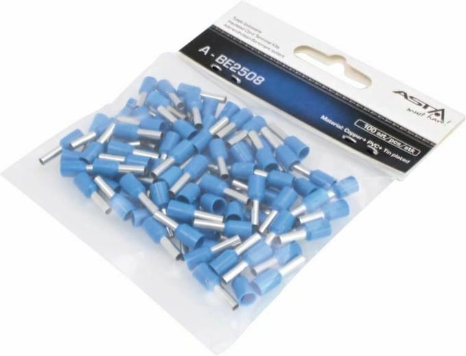 100 delig adereindhuls set - kabelschoen pen - blauw - 2.5mm² - kabelconnector - connector