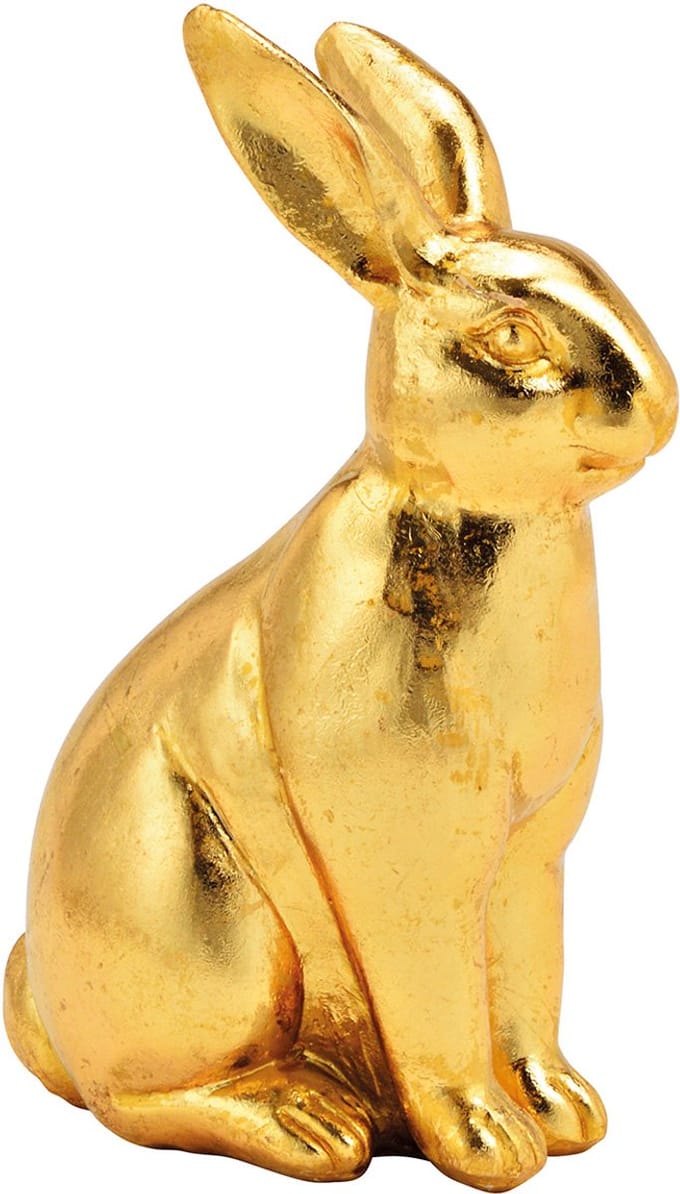 Decoratief Beeld Konijntje van poly goud (B/H/D) 10x16x6cm Paashaas Haas Goudkleurig