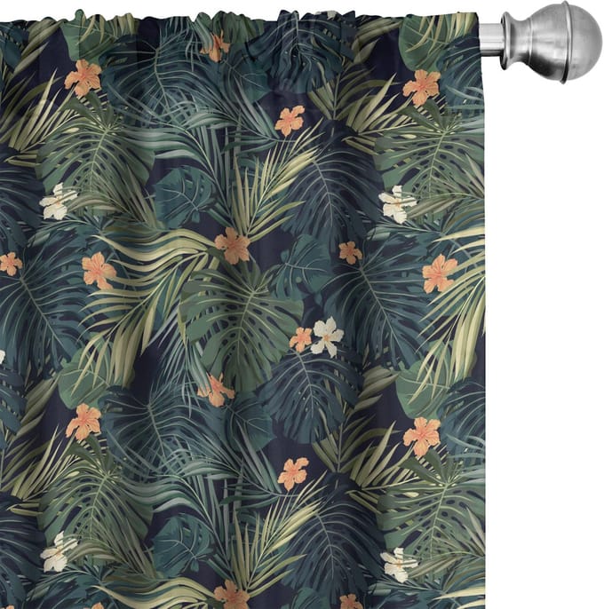 ABAKUHAUS Palme Voorhangen – 2x75x175 cm – microvezel – multikleur