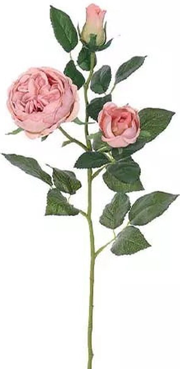 Engelse Roos Tak Oud Roze 64 cm kunstplant