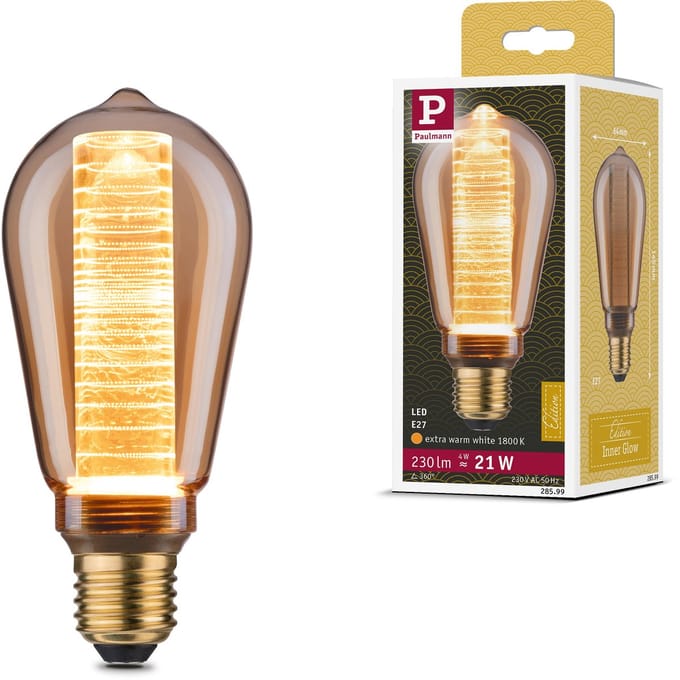 Inner Glow Edition LED-kolf Binnenkolf ringpatroon E27 230V 230lm 4W 1800K Goud