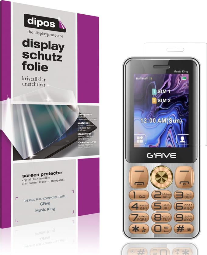 dipos – 4x Beschermfolie geschikt voor GFive Music King | Krasbestendige & heldere Screenprotector Ultra-Thin