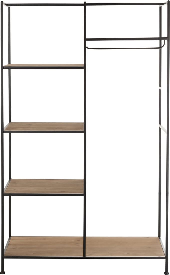 J-Line rek Textiel - metaaal/hout - zwart/naturel