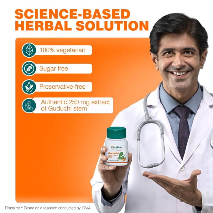 Himalaya 3 x 60 Tabletten Pure Kruiden Guduchi Immuunondersteuning Tabletten, Giloy Welzijnssupplement, Natuurlijke Spijsverteringsgezondheid, Vegetarische Kruidenformule