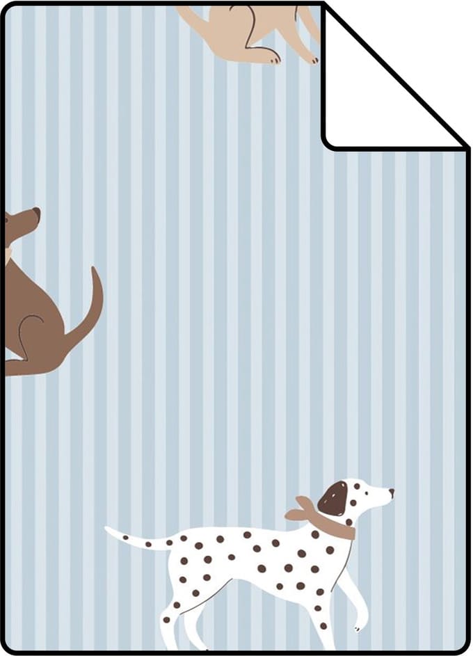 Proefstaal ESTAhome behang honden blauw en bruin - 26.5 x 21 cm - 132020-S