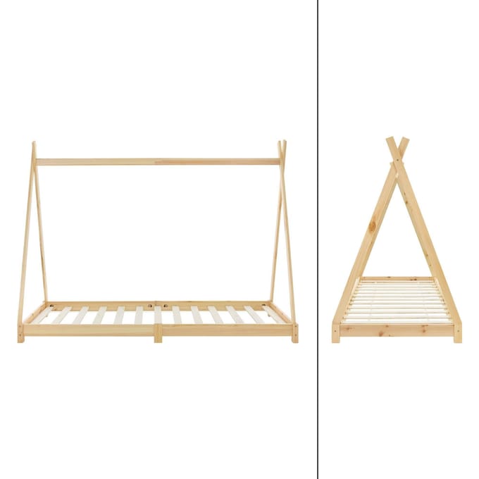 Kinderbed Tipi 90x200 cm gemaakt van dennenhout Houten bed met lattenbodem ML design