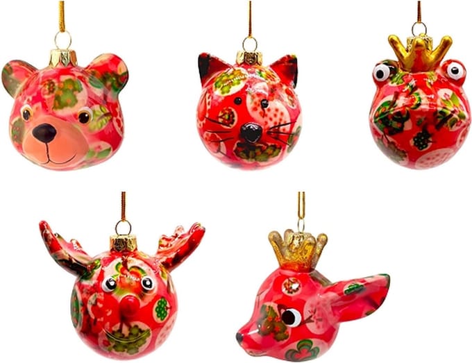 Pomme Pidou Kerstballen set 001 5 stuks (5x5x5cm - Keramiek)