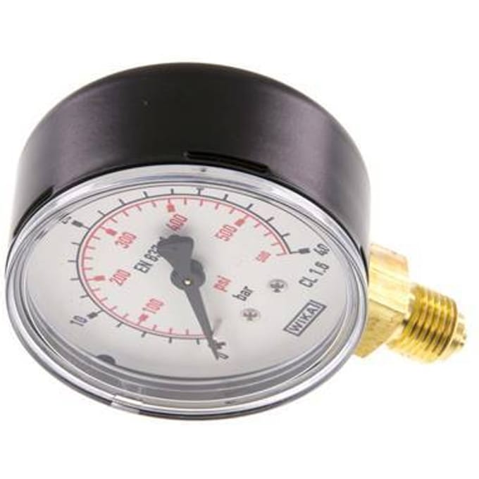 0..40 Bar Manometer Onderaansluiting Staal/Messing 63 mm Klasse 1.6