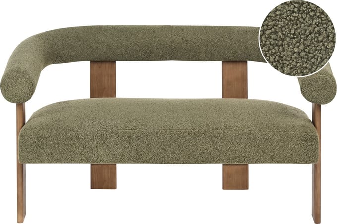 ILBRO - Tweezitsbank - Groen/Donkerbruin - Bouclé