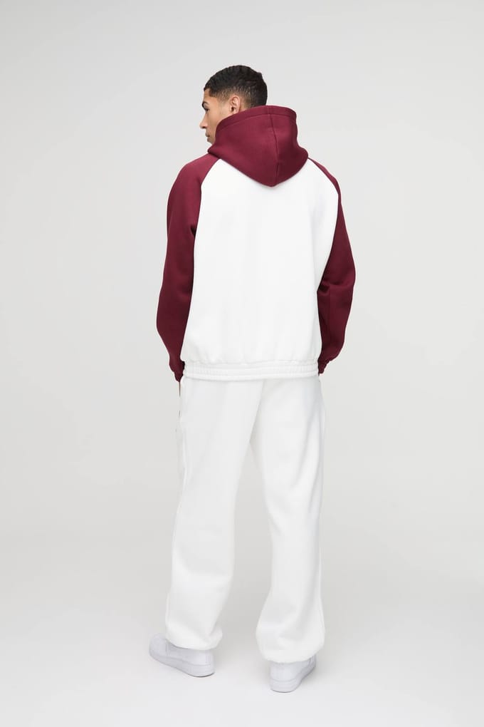 Oversized Heren Raglan Trainingspak met Capuchon | Ecru | Size Medium
