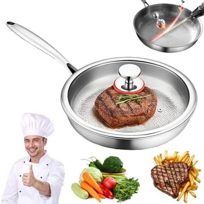 Titanium Koekenpan - Antiaanbak Pan - Dagelijks Koken - Gehamerd Ontwerp - 28 cm - Zilver