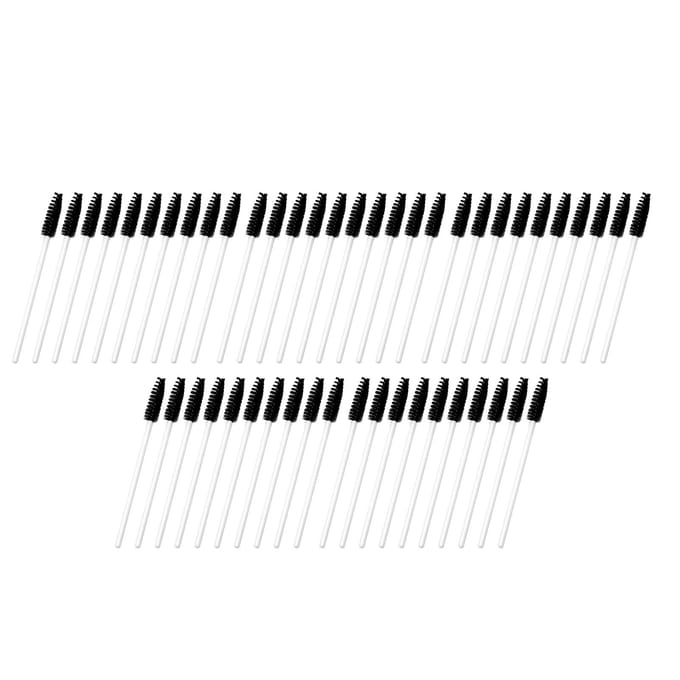 Lot de 50 pinceaux pour extensions de cils, petits pinceaux de maquillage à usage unique pour greffe de cils et de sourcils noir/blanc