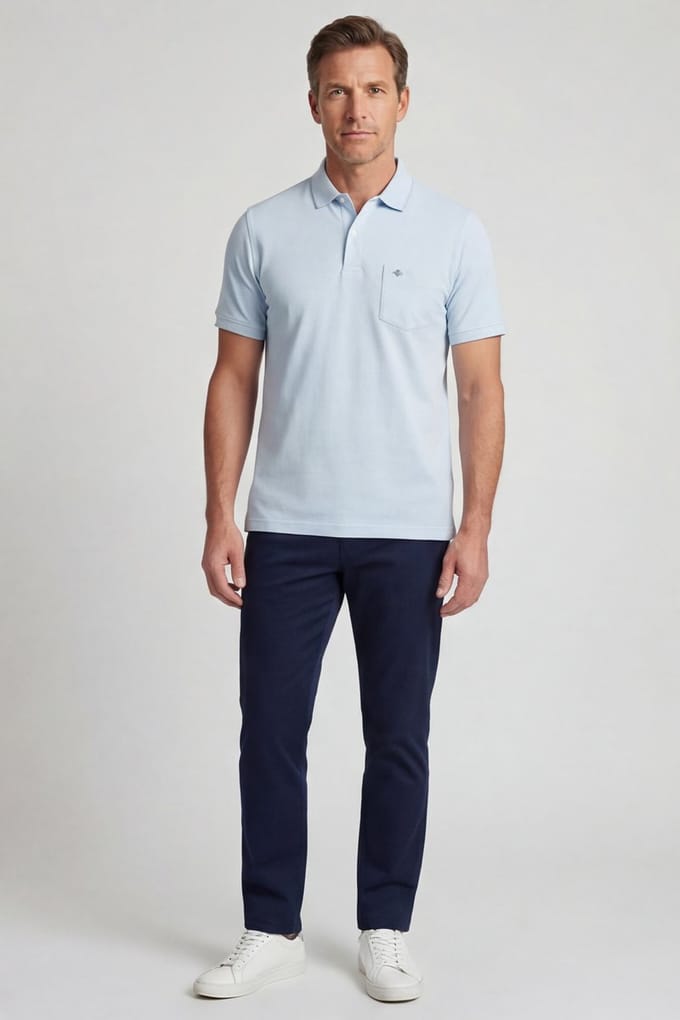 Baileys Polo Subtle Two-Tone Chestpocket Short Sleeve Sky Blue / male