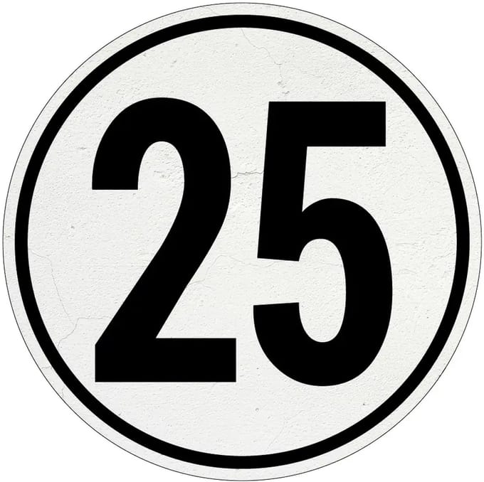 Tempo 25 bord | Sign Again materiaal | 20 cm