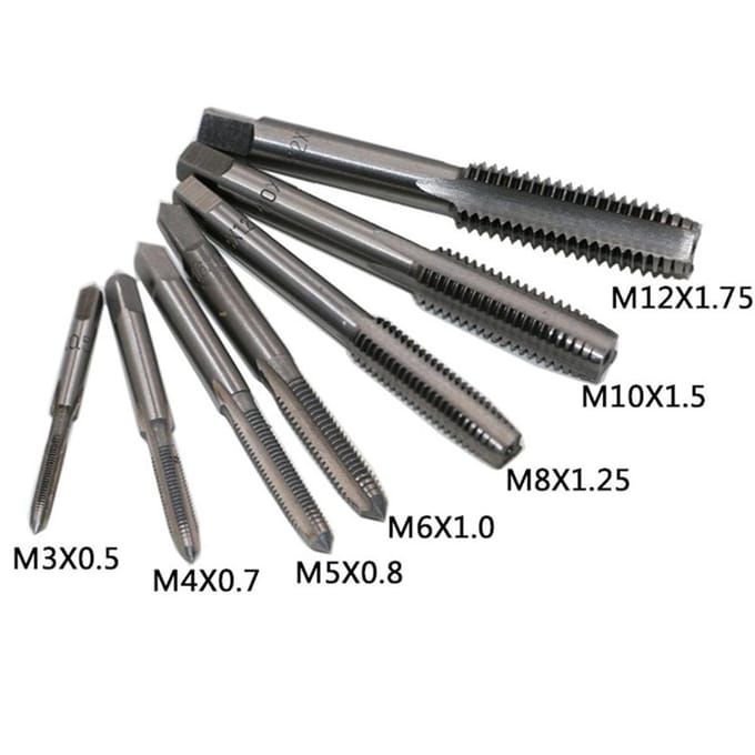 8 stuks draad metrische machine handschroefdraad plug taps set M3 M4 M5 M6 M8 M10 M12 met 1 stuks gray