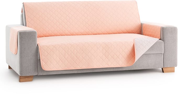 Belmarti® bankbeschermer Duo 220cm Breed – Zalmroze-Ivoor - Dubbelzijdig, beschermt tegen vlekken, haren en krassen – ideaal voor gezinnen met kinderen en huisdieren