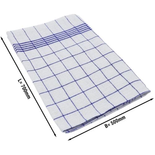 GGM Gastro (200 Stück) Geschirrtuch - 180g/m² - 50x70cm - Blaukariert Wit / Blauw