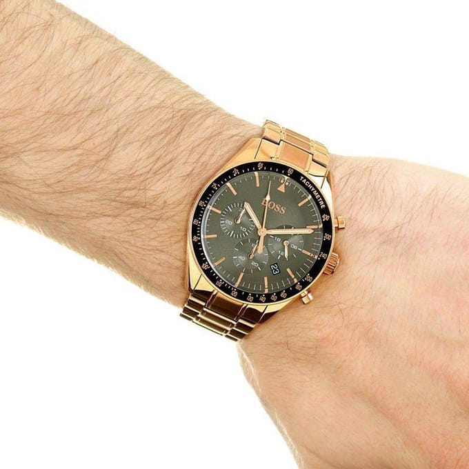 Montre chronographe à quartz Hugo Boss 1513632 pour homme 44mm marron