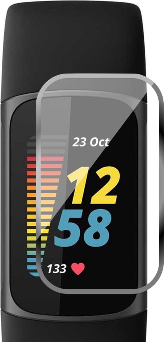 Screenprotector geschikt voor Fitbit Charge 5 - Full Screen Protector PET FlexGuard