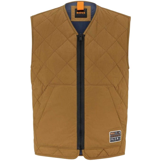 Boss Heren Okella V-Hals Regular Gilet (Beige)