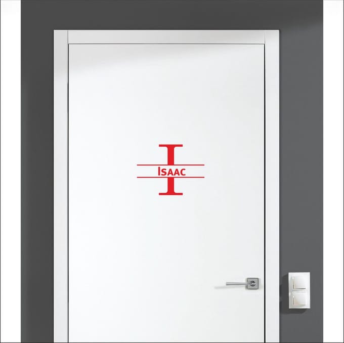 Deursticker Met Naam -  Isaac - Rood