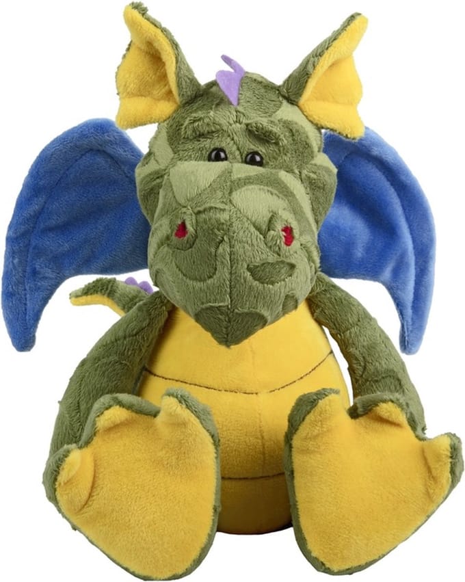 Pluche Draak blauwe vleugels - 34 cm -  draken knuffeldier