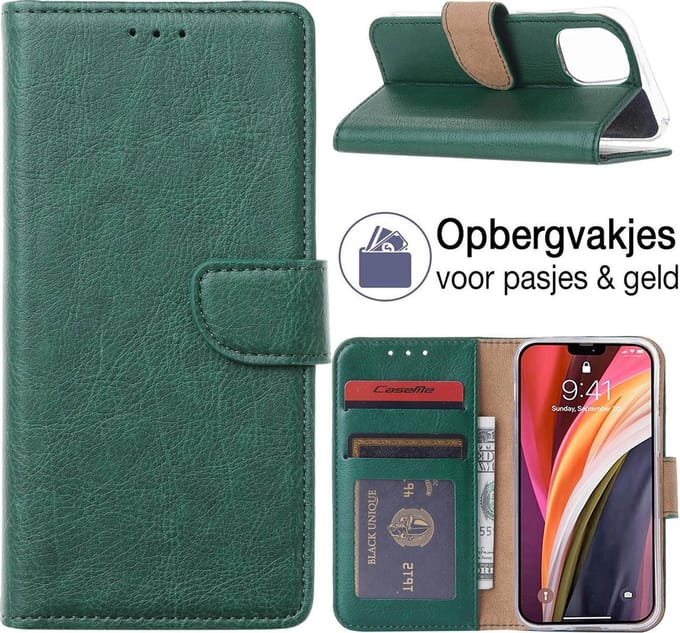 iPhone 12 Mini book case - book cover - portemonnee hoesje - wallet case met pasjes houder - GROEN - EPICMOBILE