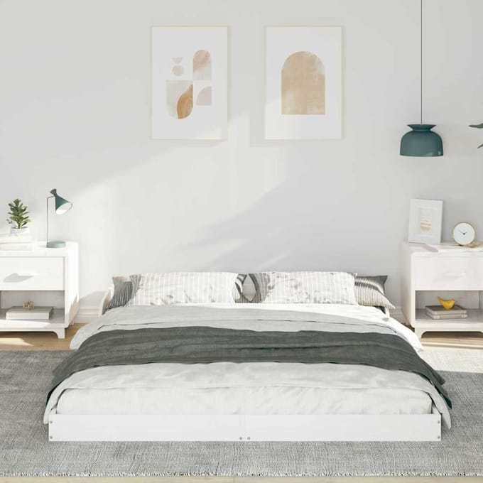 vidaXL - Bedframe - Wit - 160 - x - 220 - cm - Massief - grenenhout
