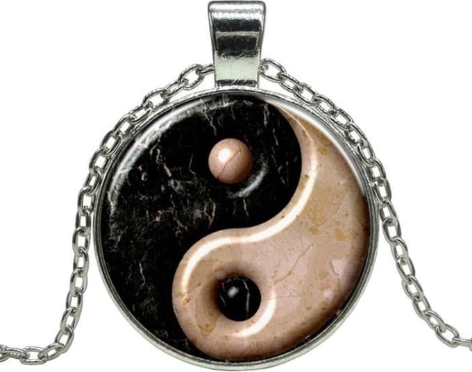 Fako Bijoux® - Ketting - Cabochon - Yin Yang - Marmer