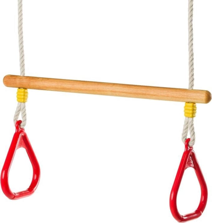 Houten trapeze lijnzaadolie met driehoeksringen Rood PH Touw