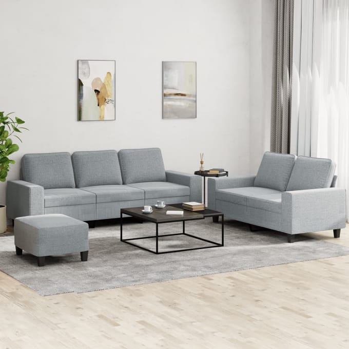 vidaXL - 3-delige - Loungeset - stof - lichtgrijs