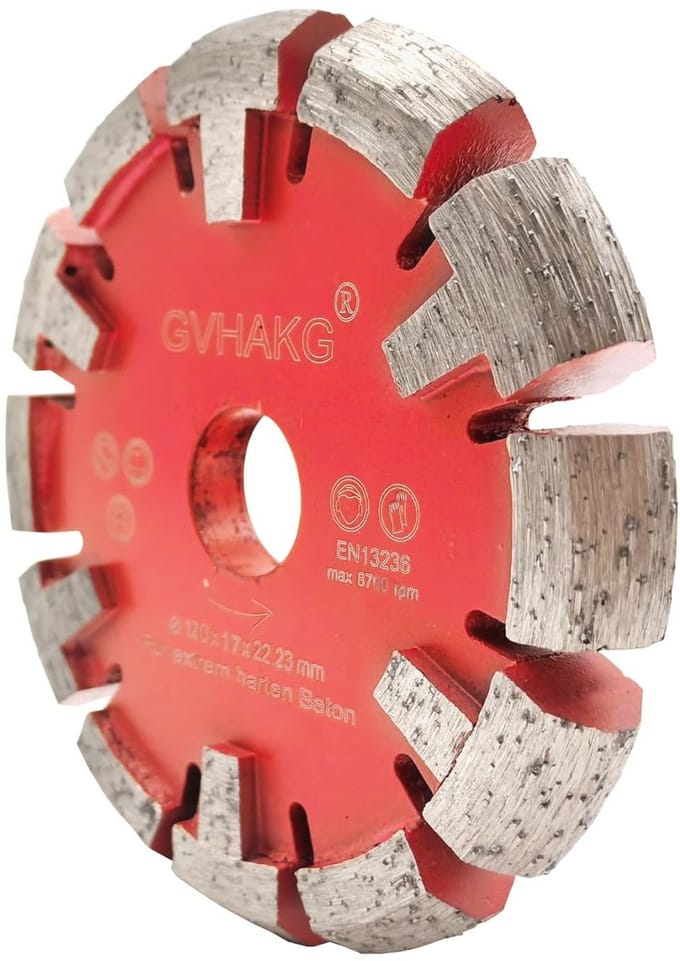 Diamantzaagblad voor ondervloer verwarming en harde betonnen vloeren - 120 mm, segmentbreedte 17 mm