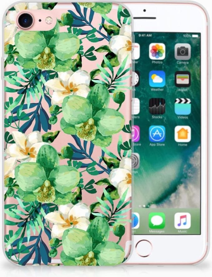 Back Cover voor iPhone SE 2022 | SE 2020 | 8 | 7 TPU Case Orchidee Groen