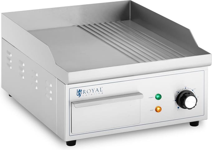 Royal Catering Elektrische grillplaat - 360 x 380 mm - Ribber + Flat - 2.000 W 10012027