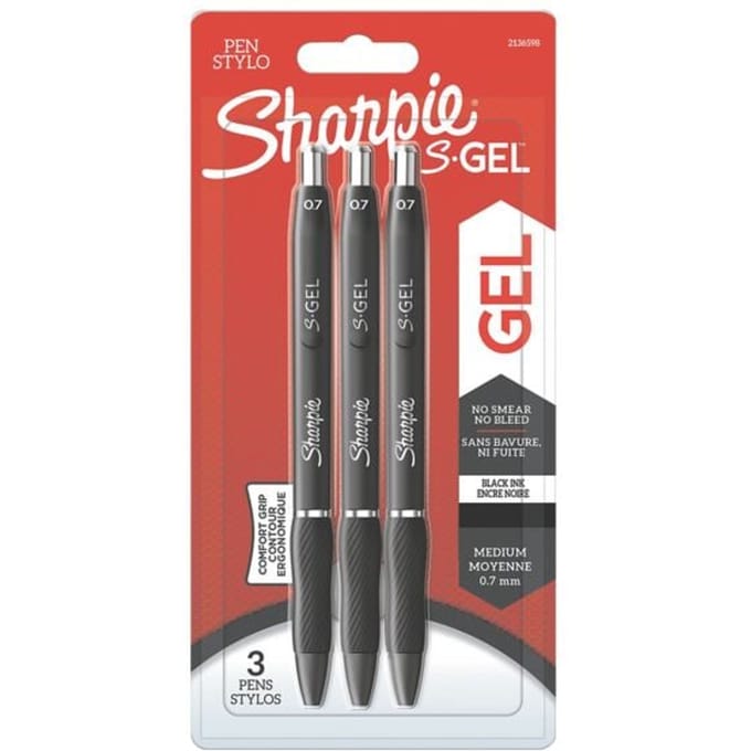 Sharpie S-Gel | Gel Pens | Gemiddeld Point (0.7mm) | Zwart Inkt | 3 Count