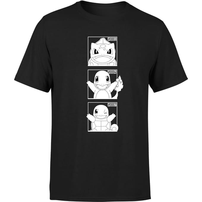 Pokemon Generation 1 Monochrome Starters Men's T-Shirt - Black - S
