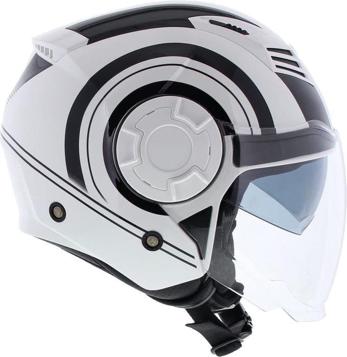 Vito Isola jethelm glans wit zwart XS - Scooterhelm & Motorhelm
